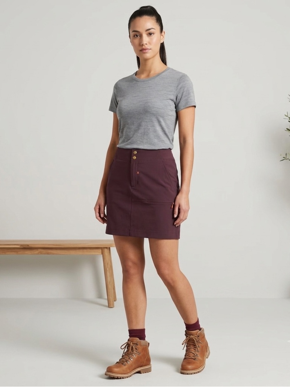Title Nine Plum Purple Button-Front Athletic Mini, Women’s Size 10